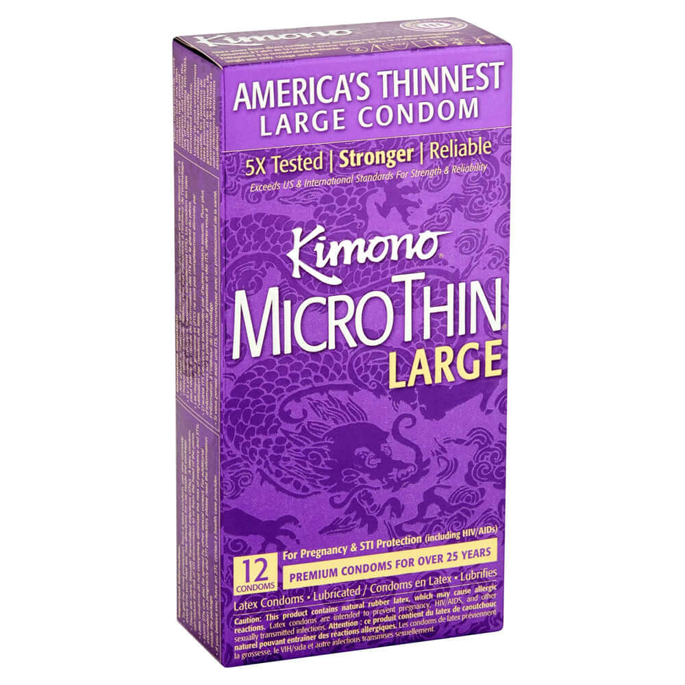 Kimono MicroThin Large Condoms 12 Pk | 16169080128 | Discreet Personal Wellness