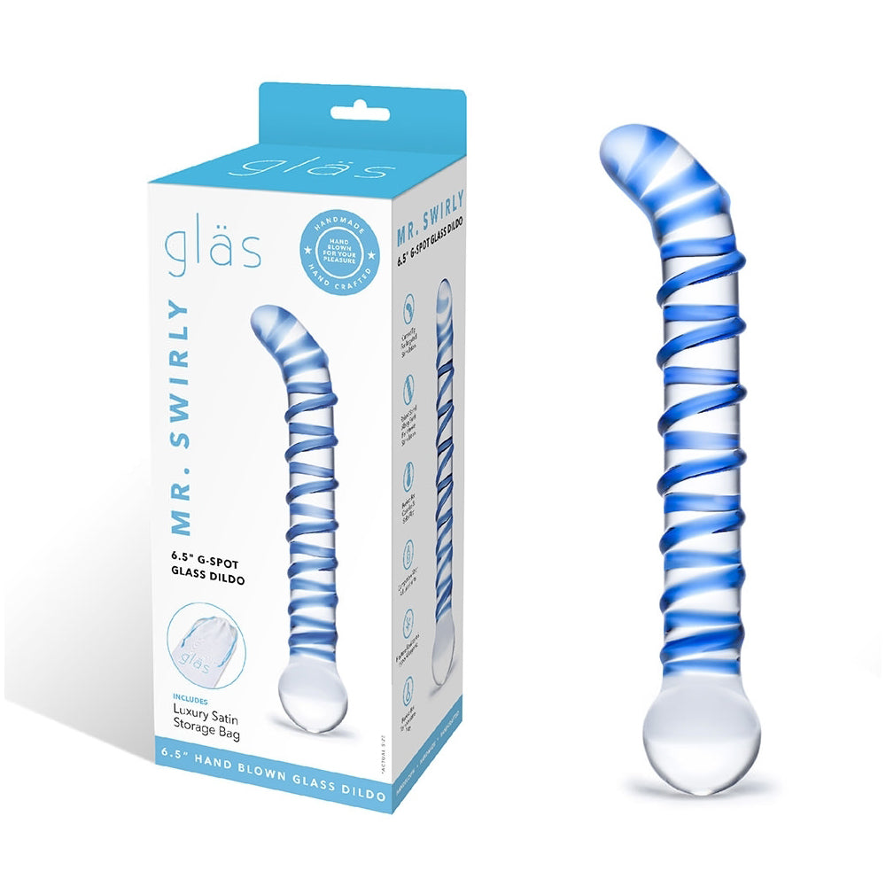 Mr. Swirly 6.5" G-Spot Glass Dildo | 4890808205594 | Discreet Personal Wellness