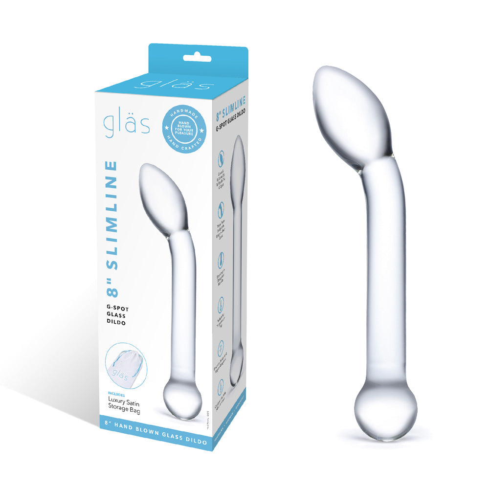 8" Slimline G-Spot Glass Dildo | 4890808219225 | Discreet Personal Wellness