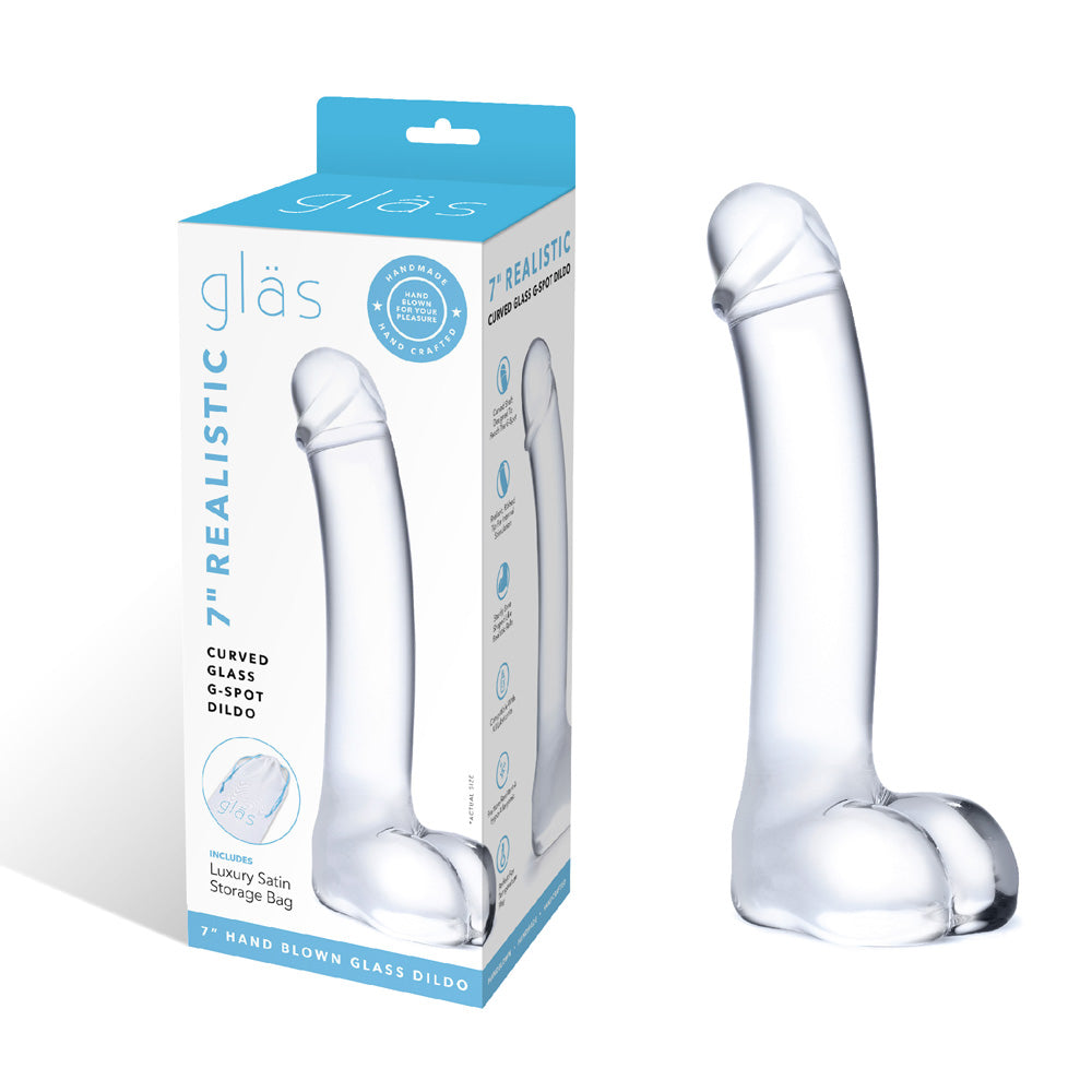 7" Realistic Curved Glass G-Spot Dildo | 4890808219249 | Discreet Personal Wellness