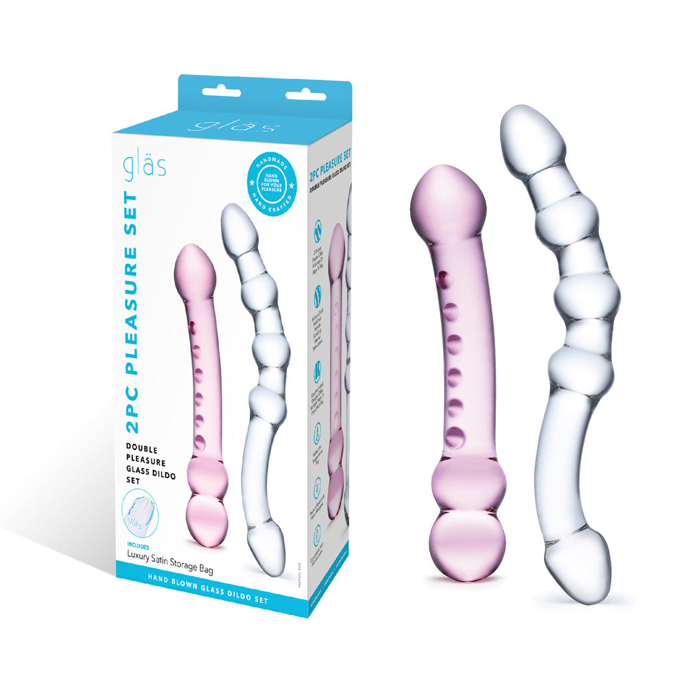 2Pc Double Pleasure Glass Dildo Set | 4890808219287 | Discreet Personal Wellness