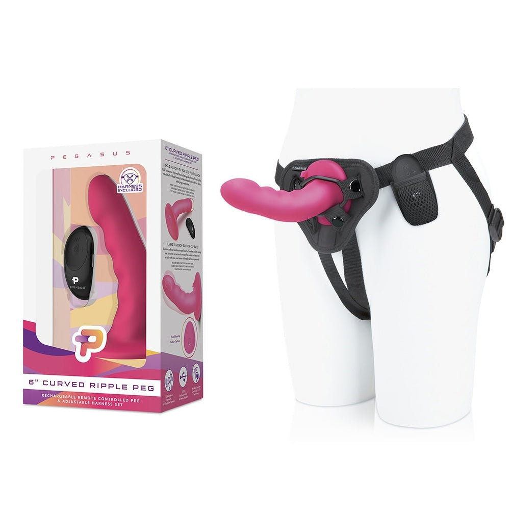 6" Curved Ripple Peg With Harness | 4890808228326 | Discreet Personal Wellness