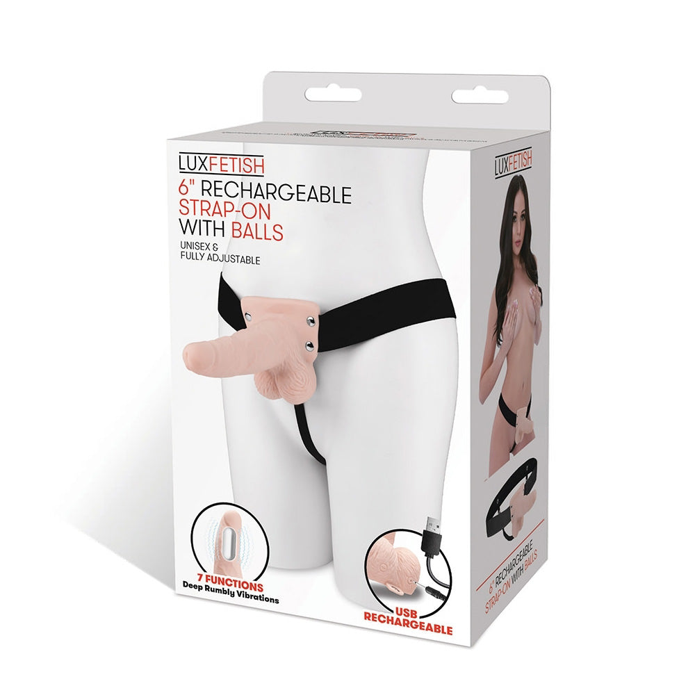 6" Rechargeable Strap-On With Balls Fresh | 4890808245149 | Discreet Personal Wellness