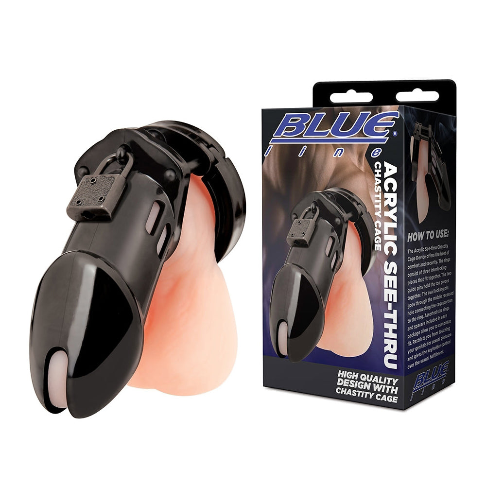 Acrylic See-Thru Chastity Cage Black | 4890808263327 | Discreet Personal Wellness