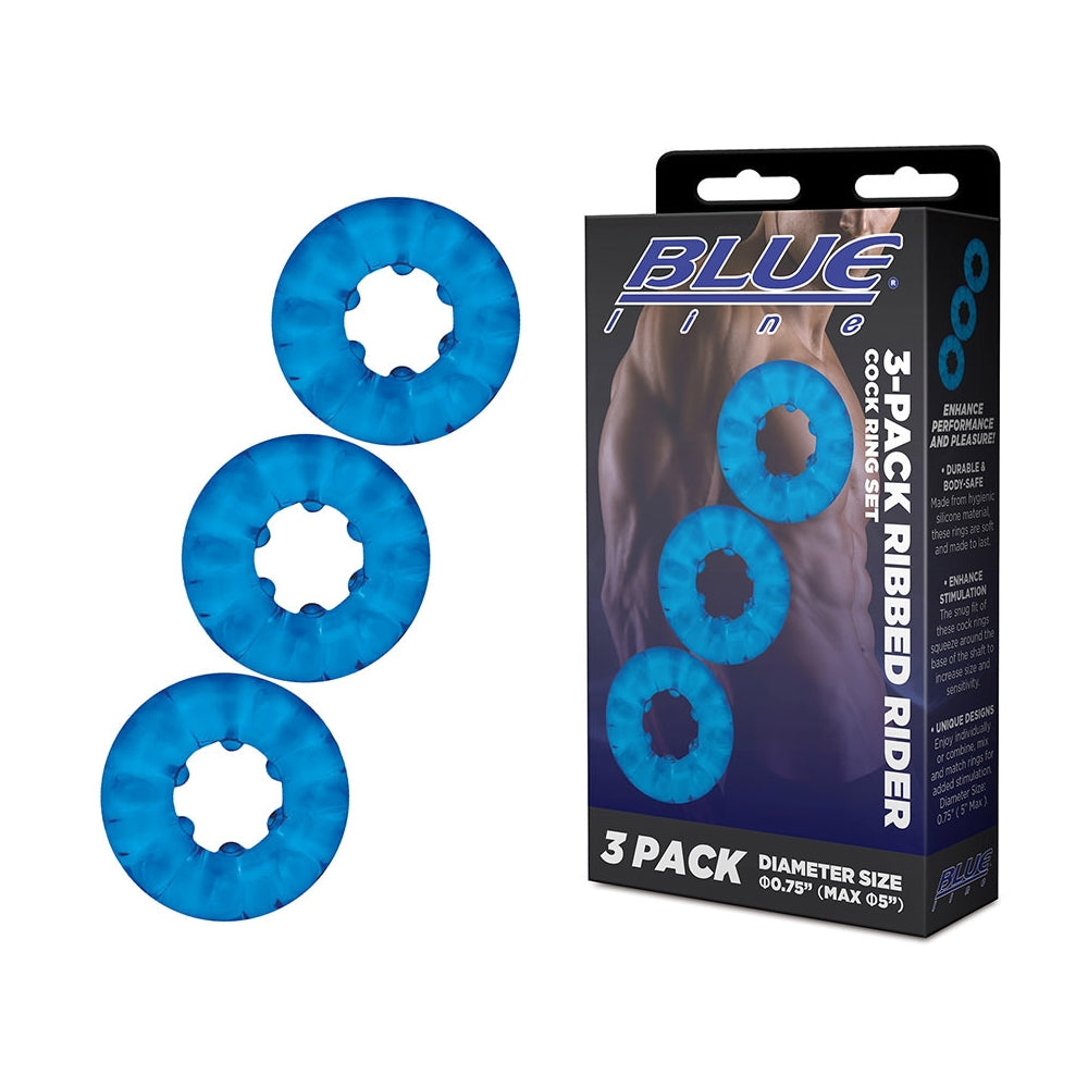 3-Pack Ribbed Rider Penis Ring Set | 4890808264621 | Discreet Personal Wellness