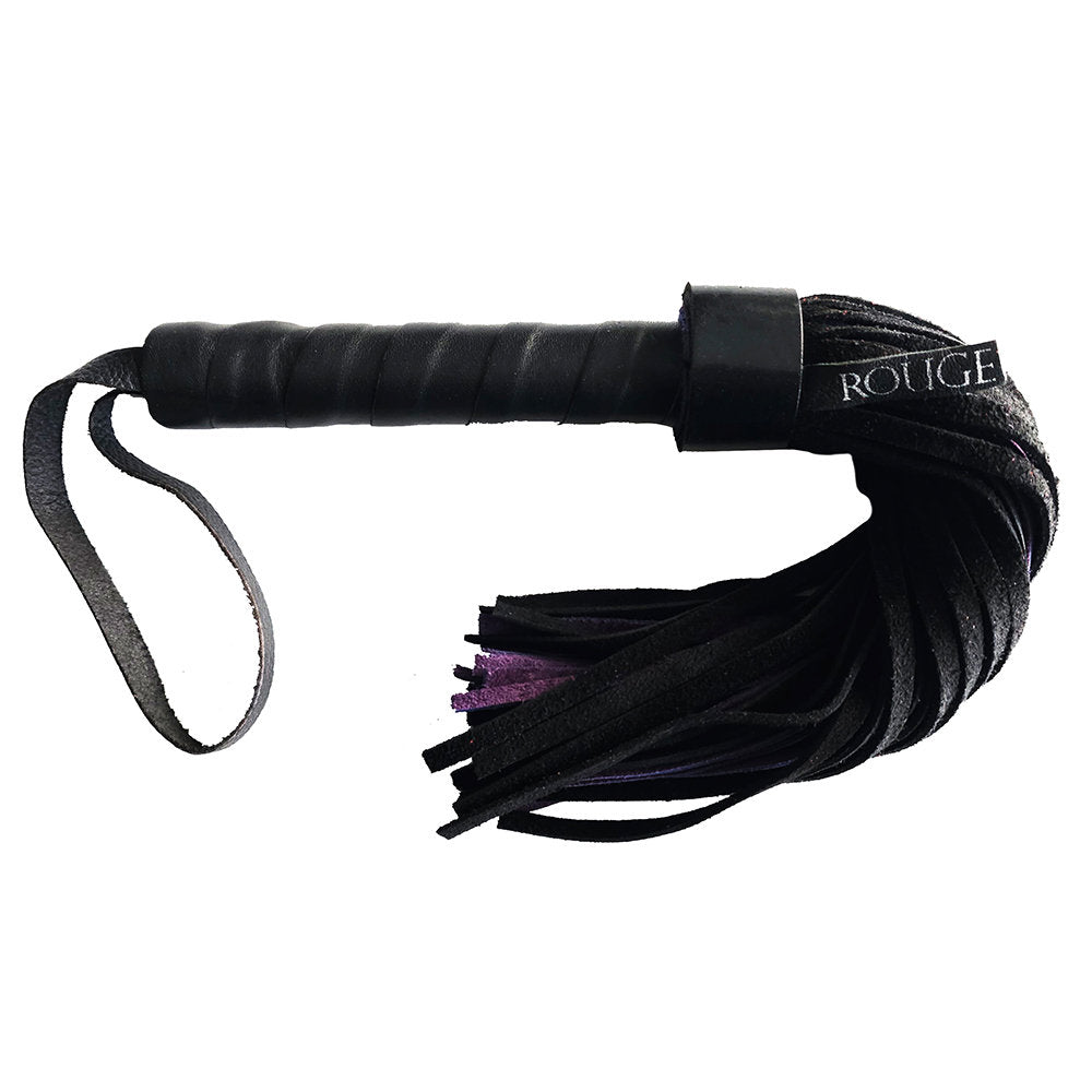 Leather Handle Short Suede Flogger Black/Purple | 5056400305011 | Discreet Personal Wellness