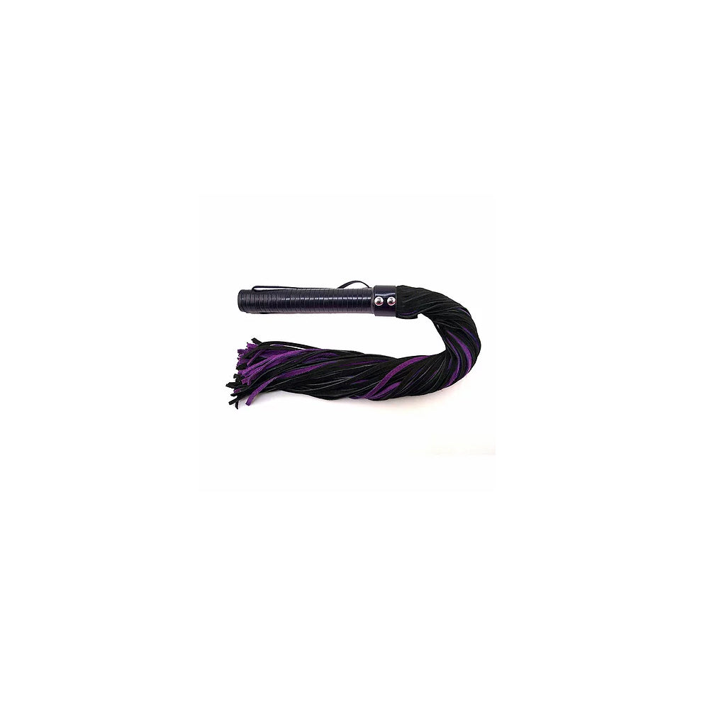 Long Suede Flogger With Leather Handle Black/Purple | 5060363861200 | Discreet Personal Wellness