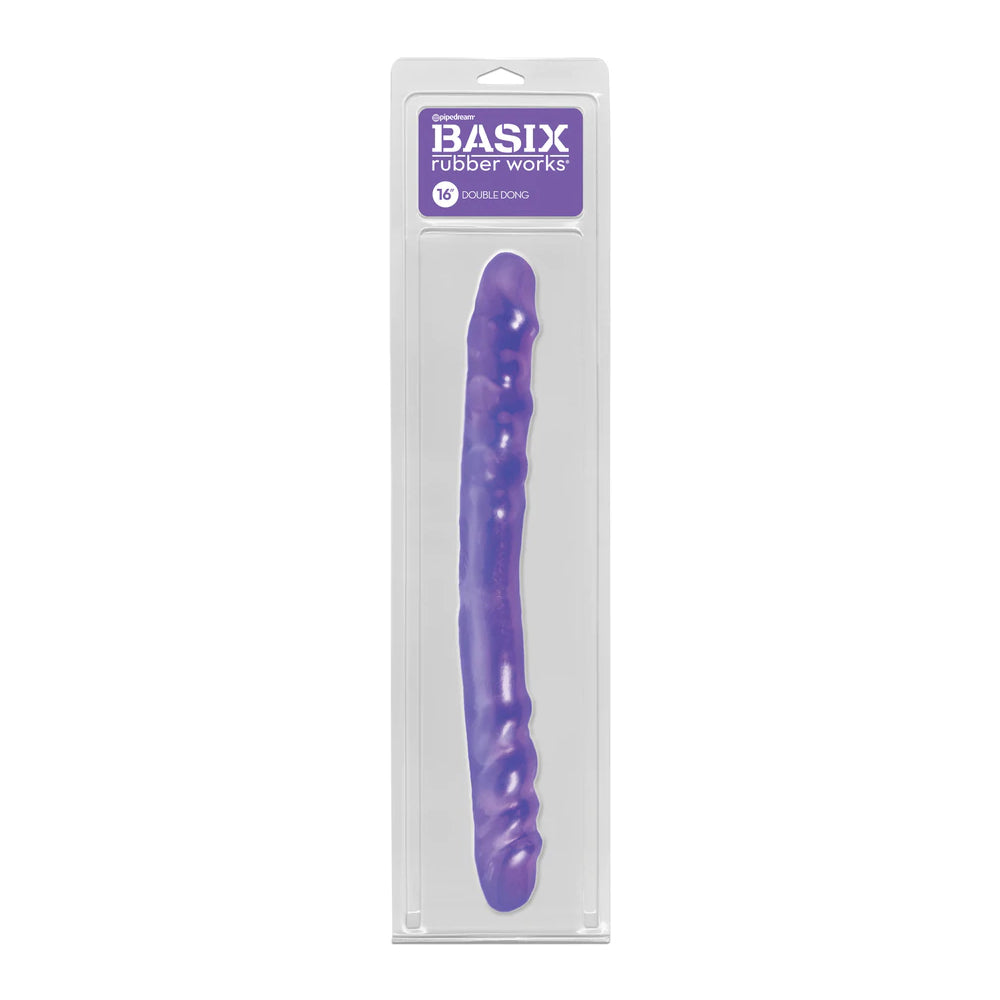 Basix Rubber Works 16" Double Penis Purple | 603912235326 | Discreet Personal Wellness