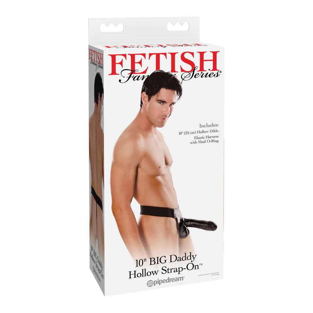Fetish Fantasy Series Big Daddy Hollow 10" Strap-on Black | 603912264586 | Discreet Personal Wellness
