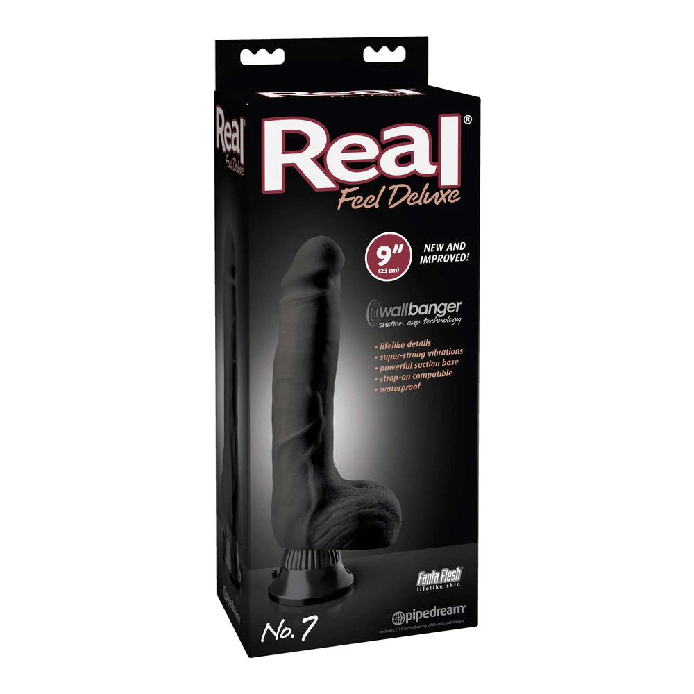 Real Feel Deluxe No. 7 9" Black | 603912340785 | Discreet Personal Wellness