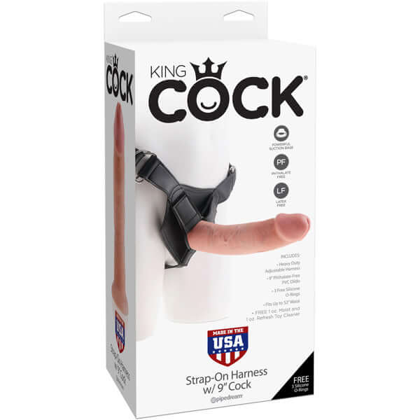 King Penis Strap-on Harness w/ 9" Penis Flesh | 603912361292 | Discreet Personal Wellness