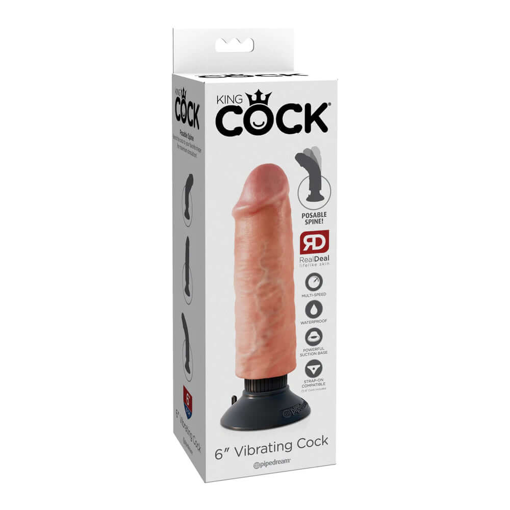 King Penis 6" Vibrating Penis Flesh | 603912737691 | Discreet Personal Wellness