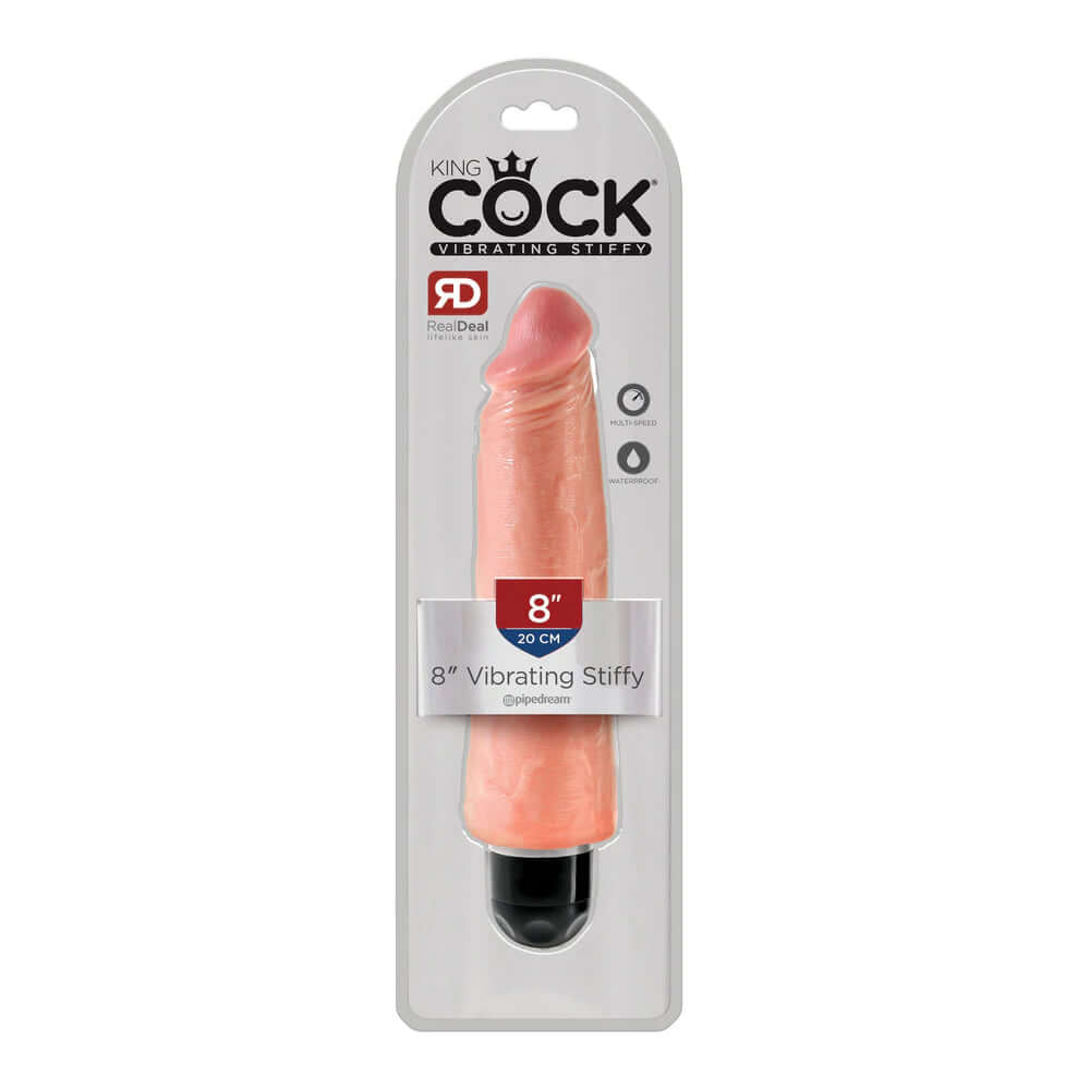 King Penis 8" Vibrating Stiffy Light | 603912743814 | Discreet Personal Wellness
