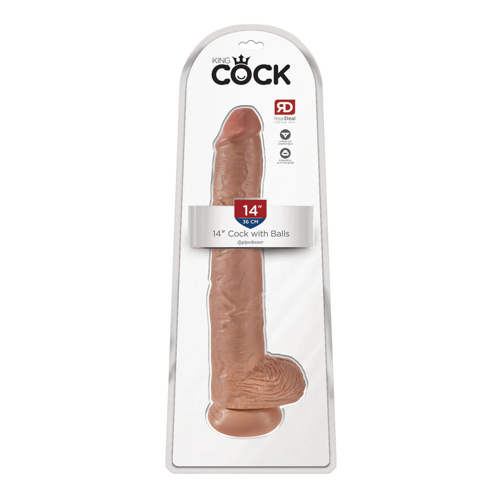 King Penis 14" Penis With Balls Tan | 603912747089 | Discreet Personal Wellness