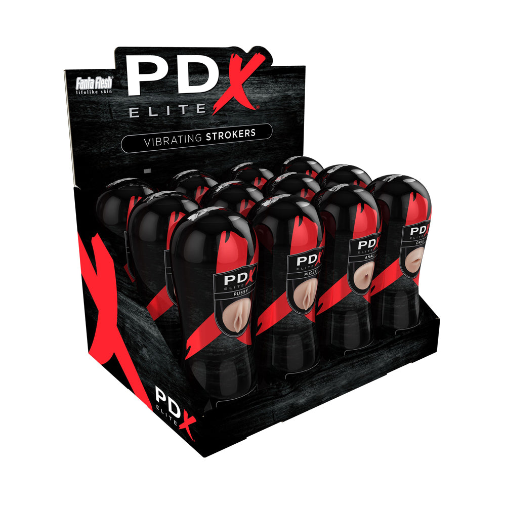 PDX Elite Vibrating Strokers 12Ct Display | 603912751420 | Discreet Personal Wellness