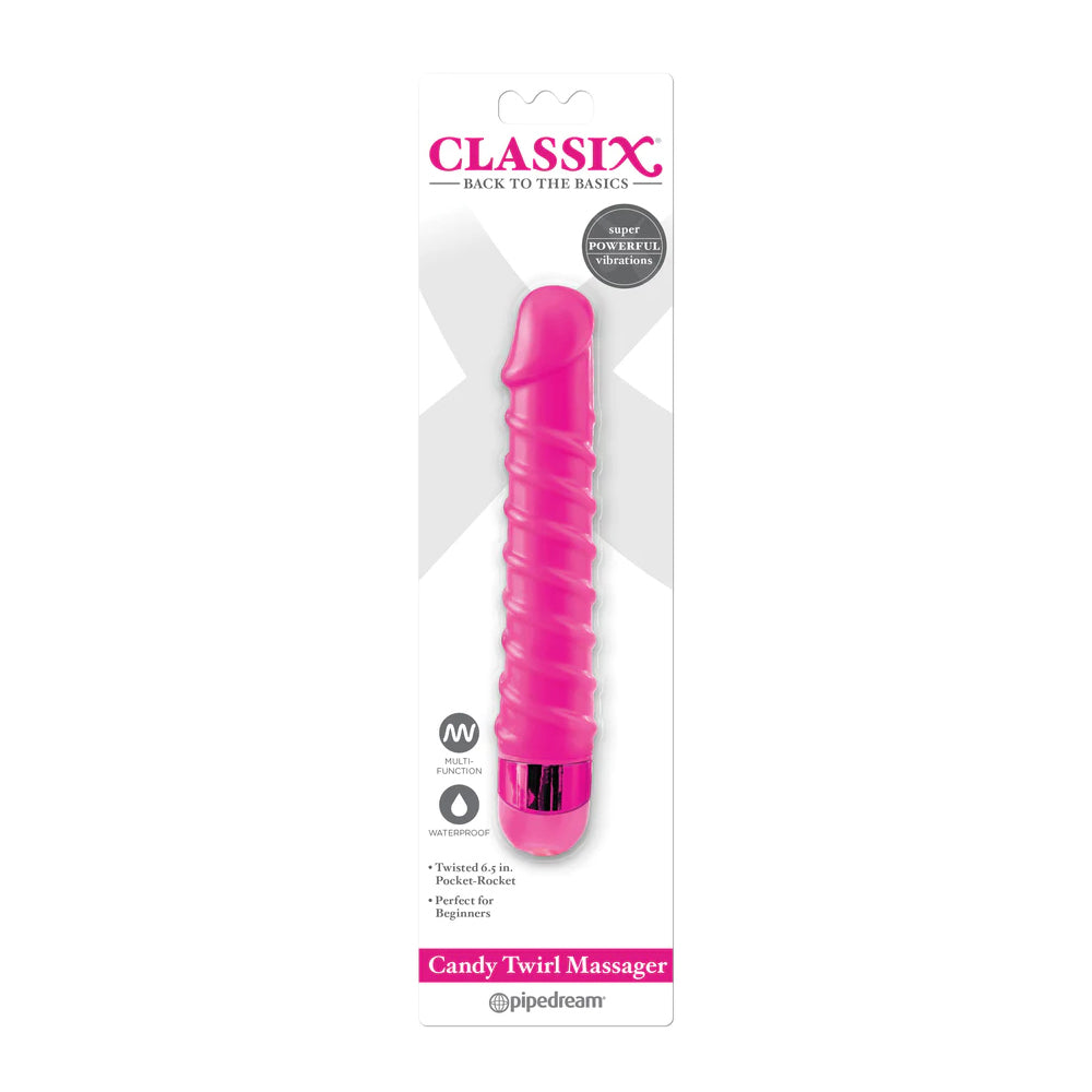 Classix Candy Twirl Massager Pink | 603912757460 | Discreet Personal Wellness