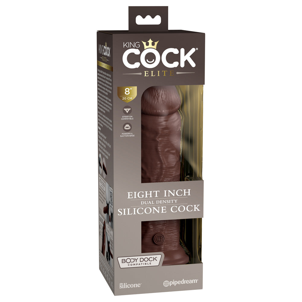 King Penis Elite 8" Dual Density Silicone Penis Brown | 603912769333 | Discreet Personal Wellness