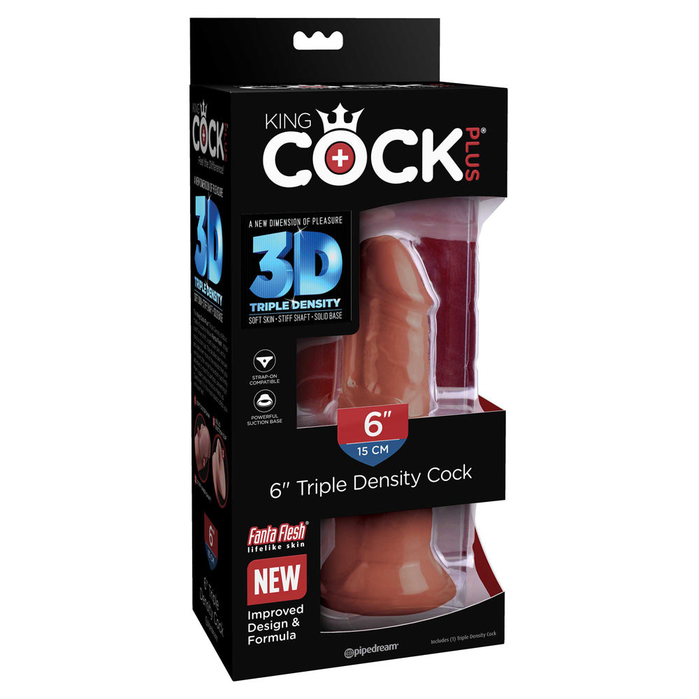 King Penis Plus 6" Triple Density Penis Brown | 603912770414 | Discreet Personal Wellness