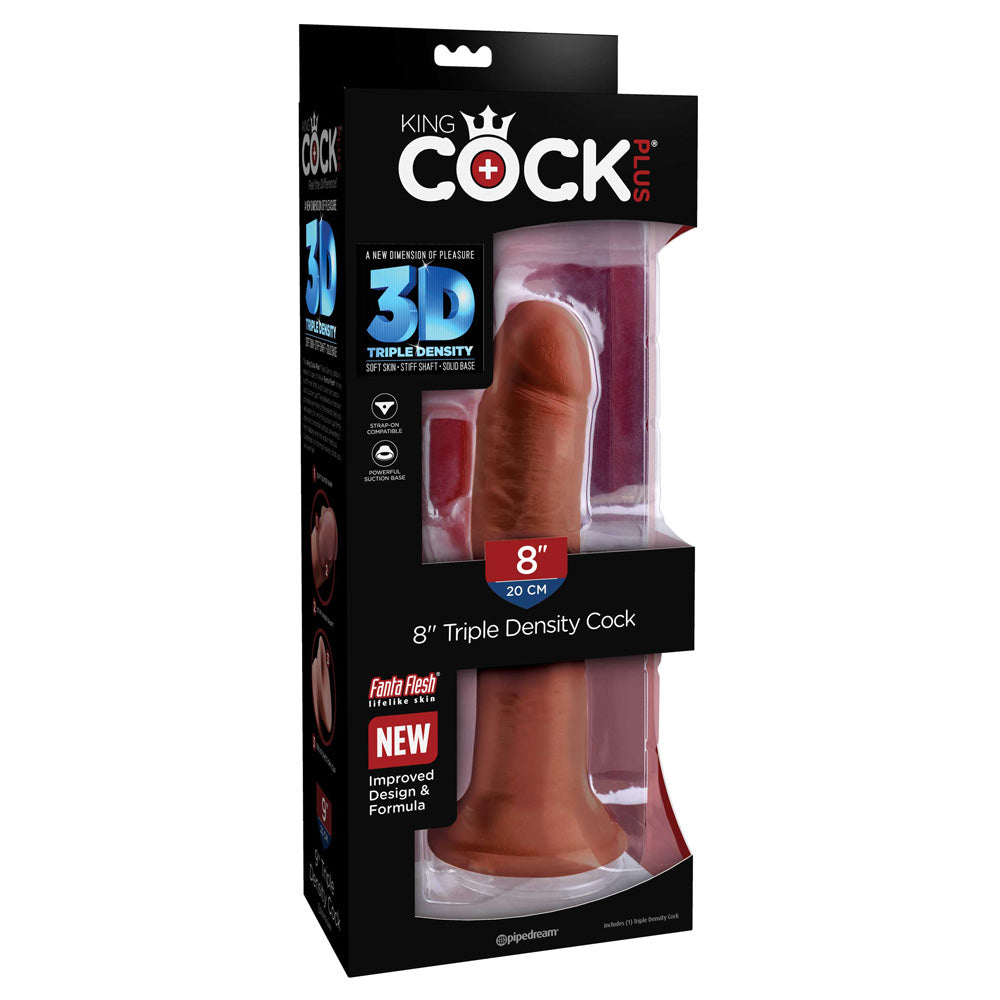 King Penis Plus 8" Triple Density Penis Brown | 603912770476 | Discreet Personal Wellness