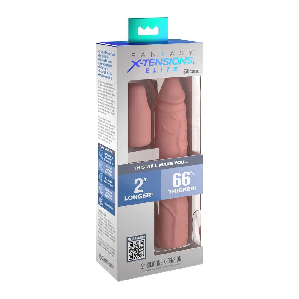 Fantasy X-Tensions Elite 8'' Sleeve With 2'' Plug Light | 603912772623 | Discreet Personal Wellness