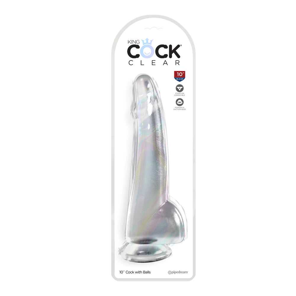 King Penis Clear 10" With Balls Clear | 603912774924 | Discreet Personal Wellness