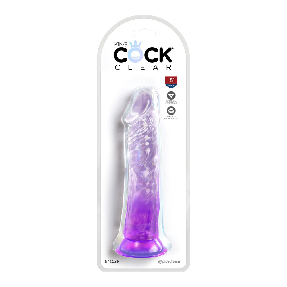 King Penis Clear 8" Purple | 603912775075 | Discreet Personal Wellness