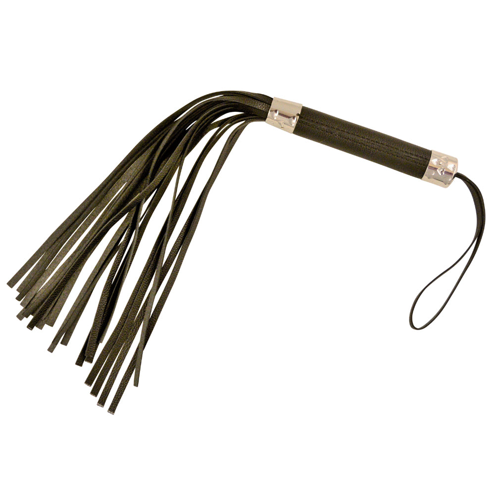 18" PVC Vegan Leather Flogger Black | 612608642836 | Discreet Personal Wellness