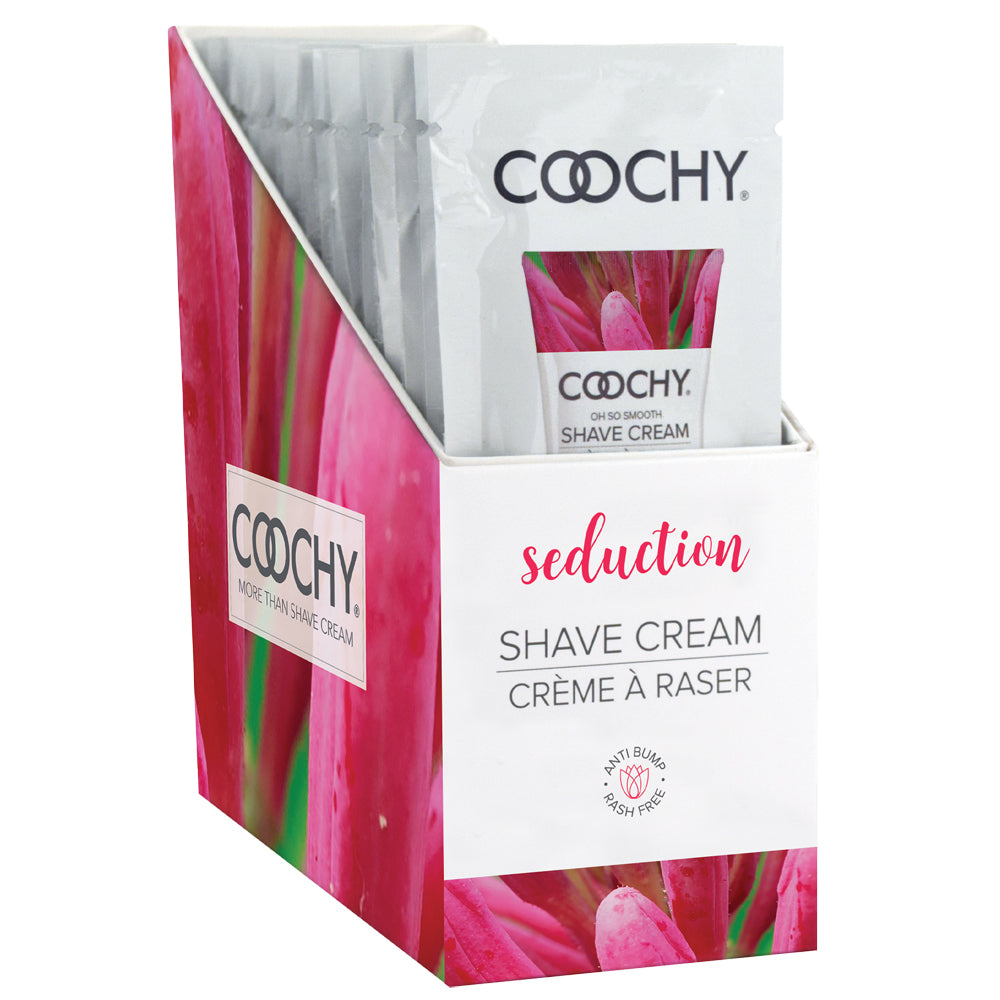 Coochy Shave Cream Seduction 0.5 oz. Foil 24 Pc Display | 638258904599 | Discreet Personal Wellness