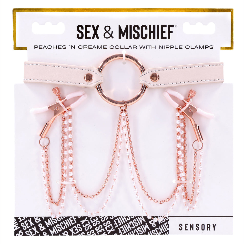 Peaches 'N CreaMe Collar With Nipple Clamps | 646709099633 | Discreet Personal Wellness
