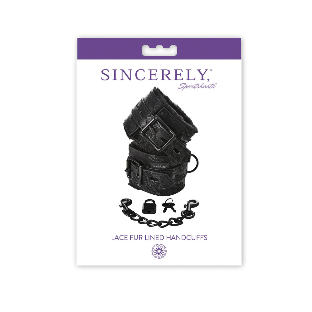 Sincerely Lace Fur Lined Handcuffs | 646709520175 | Discreet Personal Wellness