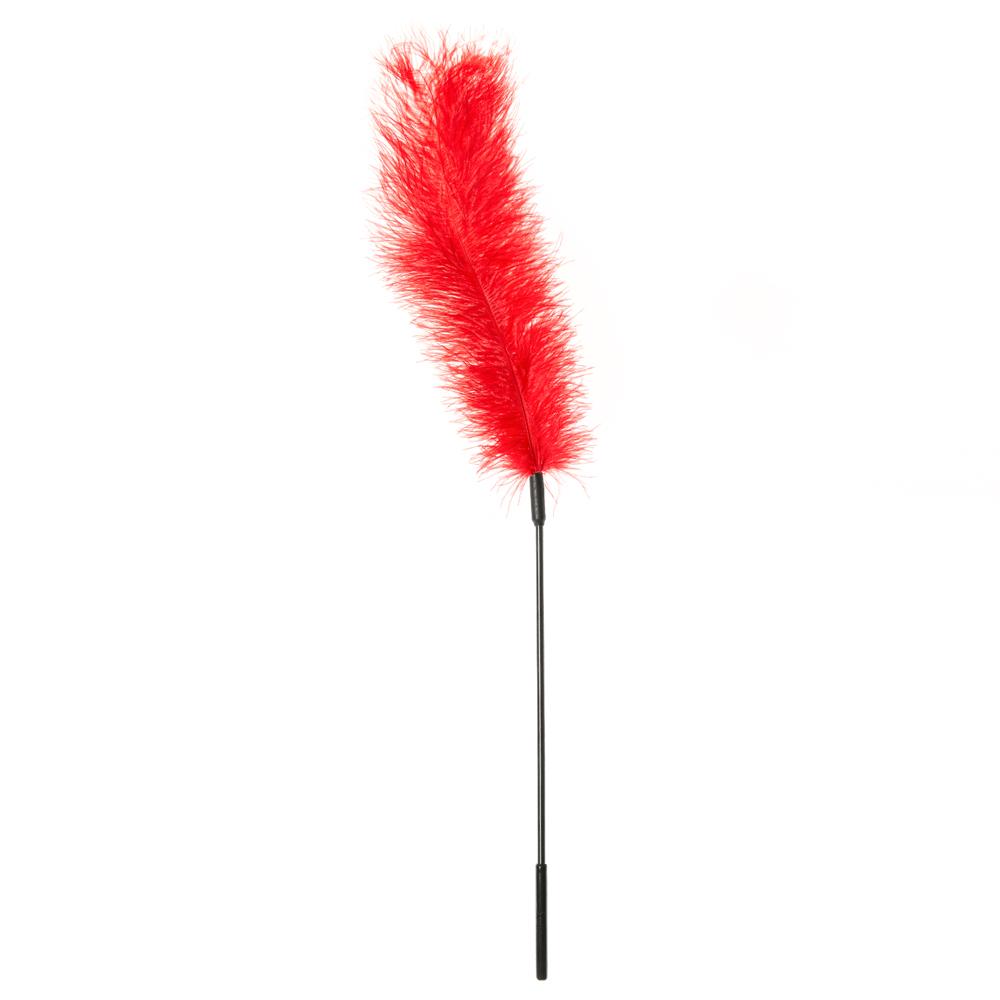 Ostrich Feather Tickler (Red) | 646709700034 | Discreet Personal Wellness