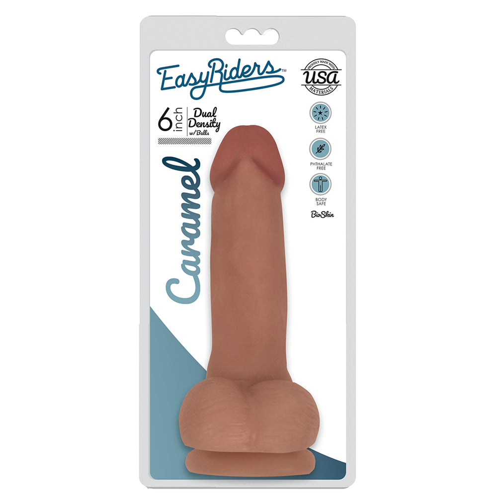 Easy Riders 6" Slim Bioskin Penis With Balls Carmel | 653078939712 | Discreet Personal Wellness