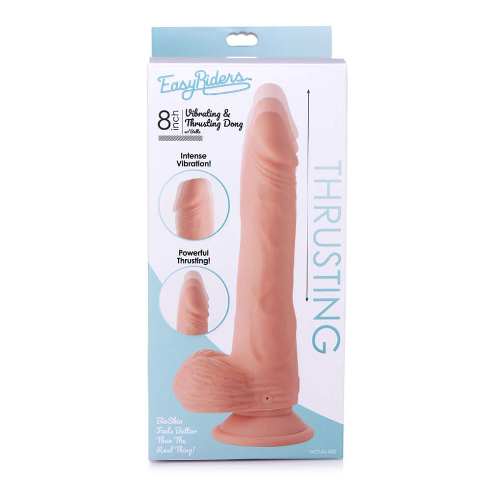 Easy Riders 8" Thrusting Dildo With Balls Light | 653078942071 | Discreet Personal Wellness