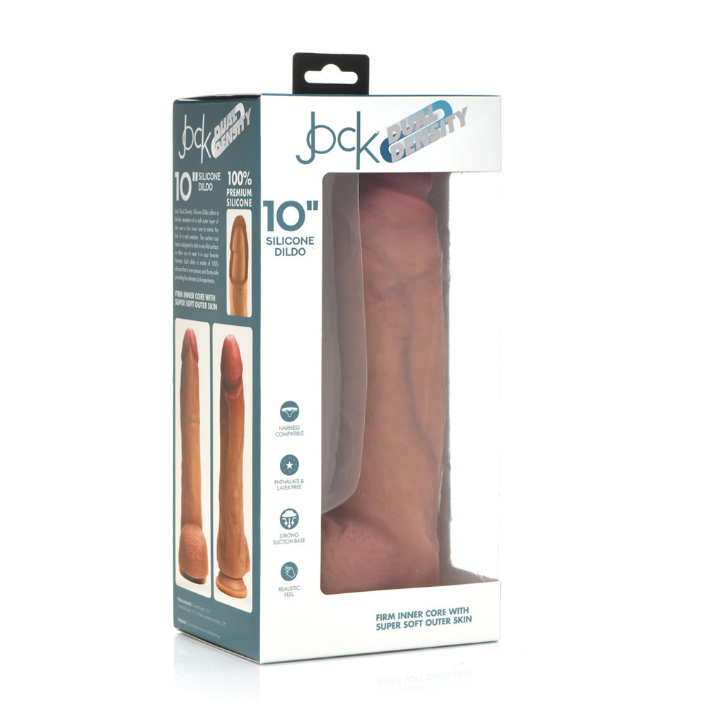 Jock 10" Dual Density Silicone Dildo With Balls Light | 653078943290 | Discreet Personal Wellness