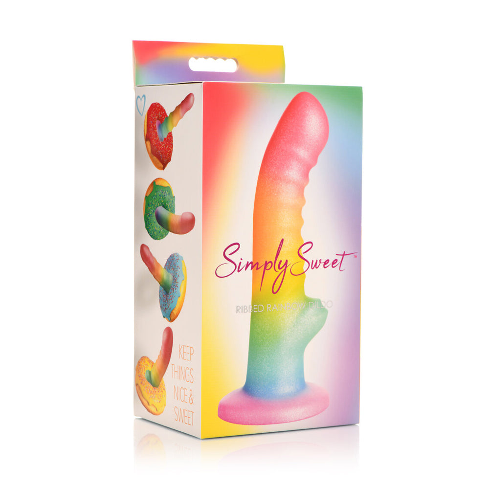 Simply Sweet 6.5" Ribbed Rainbow Dildo | 653078943665 | Discreet Personal Wellness