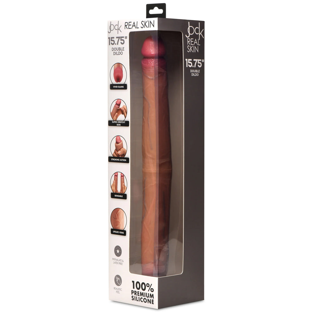 Jock Real Skin 15.75" Double Dildo Medium | 653078944815 | Discreet Personal Wellness