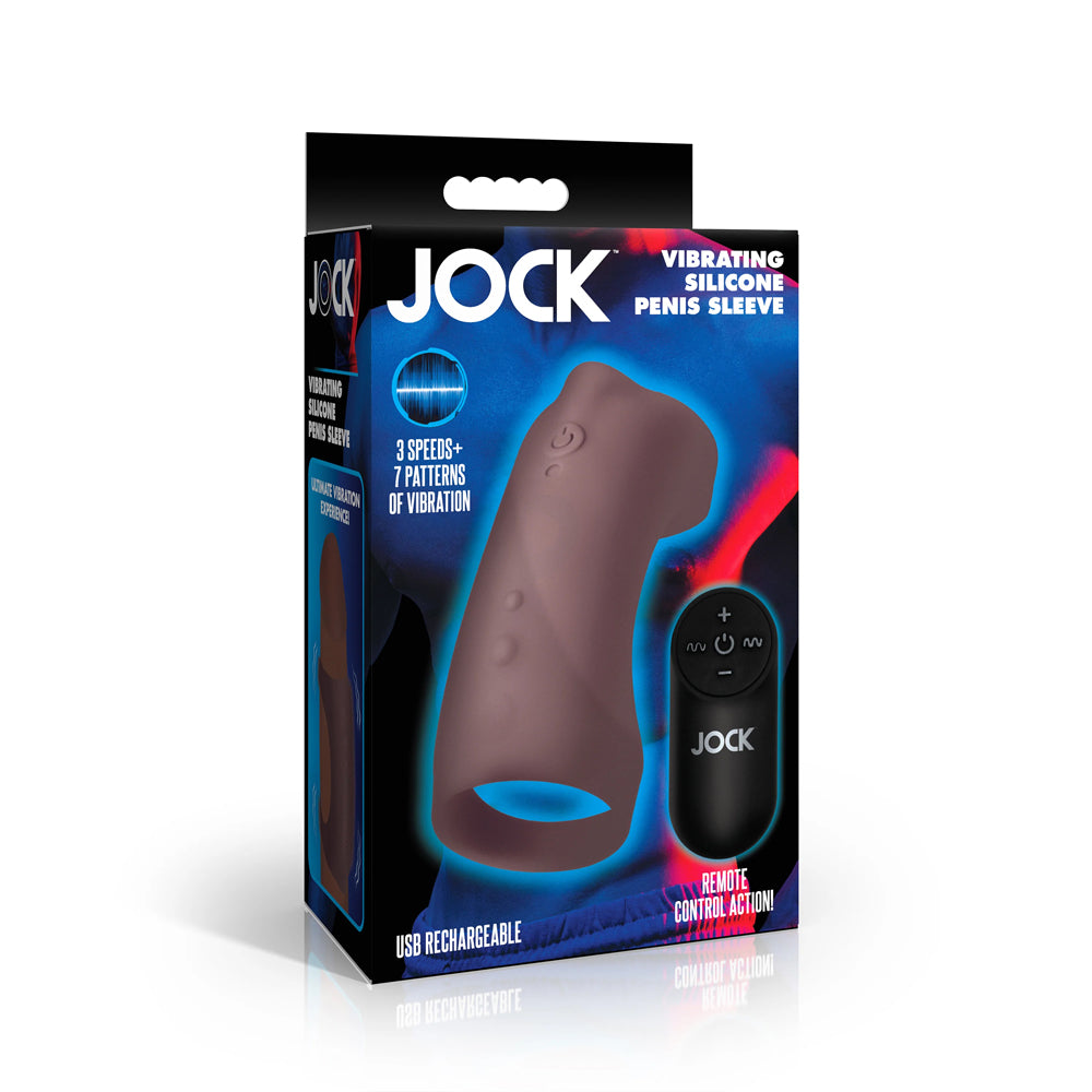 Jock Vibrating Silicone Penis Sleeve Dark | 653078944952 | Discreet Personal Wellness
