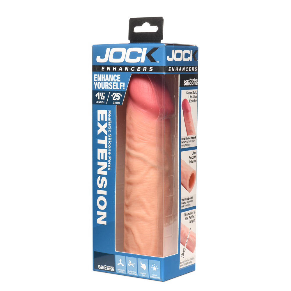 Jock Enhancers 1.5" Silicone Penis Extension Sleeve Light | 653078945096 | Discreet Personal Wellness