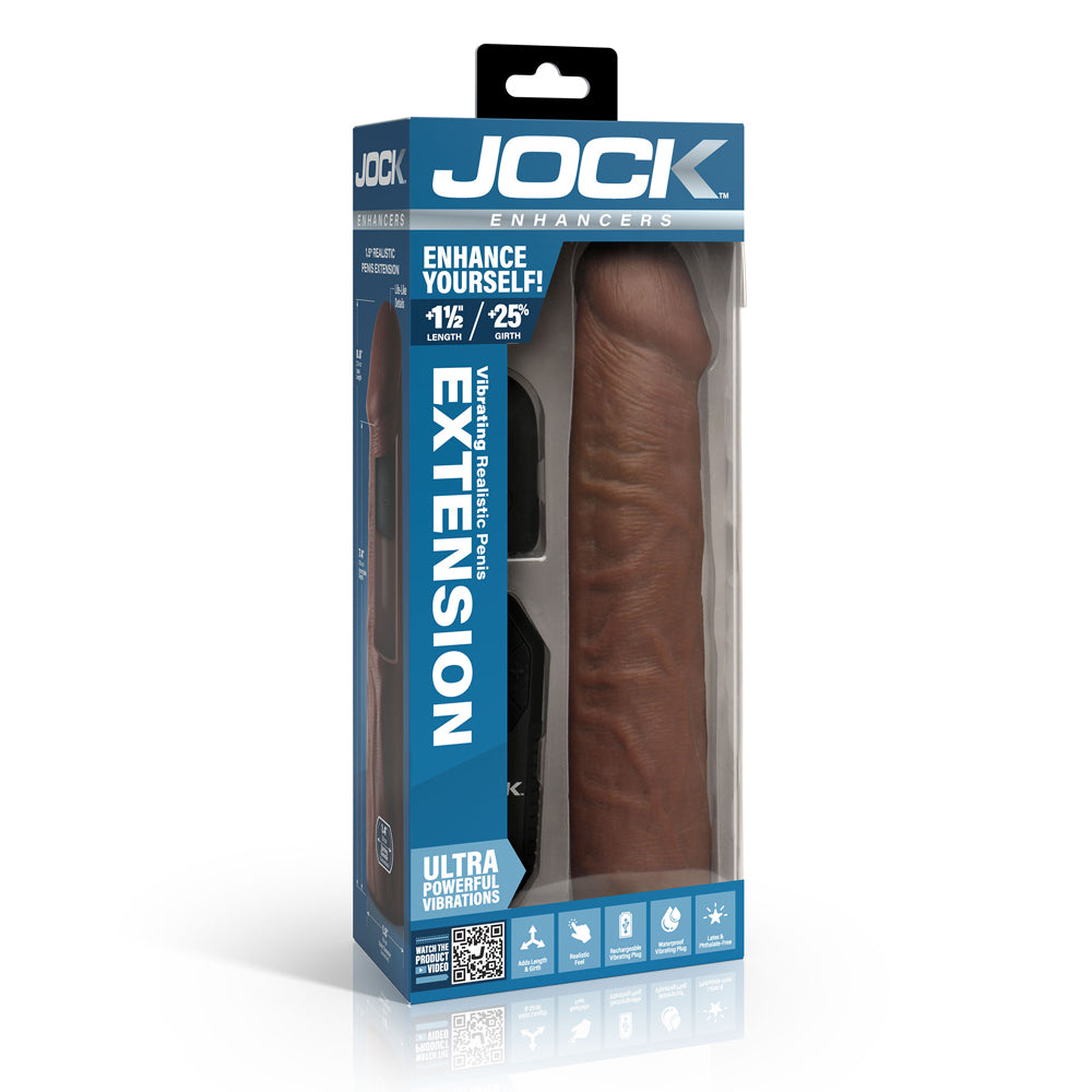 Jock Enhancers Vibrating Penis Extension W/ Remote Dark | 653078945157 | Discreet Personal Wellness
