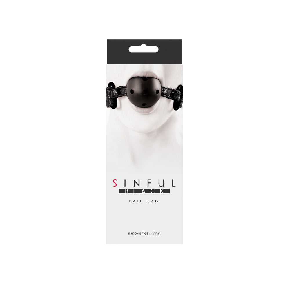 Sinful - Black - Ball Gag | 657447092237 | Discreet Personal Wellness