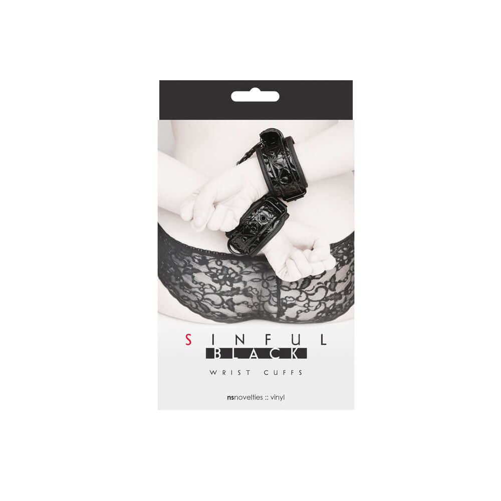 Sinful - Black - Wrist Cuffs | 657447092251 | Discreet Personal Wellness