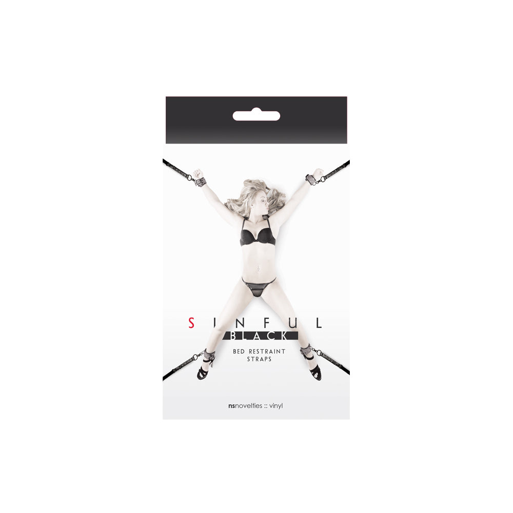 Sinful - Black - Bed Restraint Straps | 657447093708 | Discreet Personal Wellness