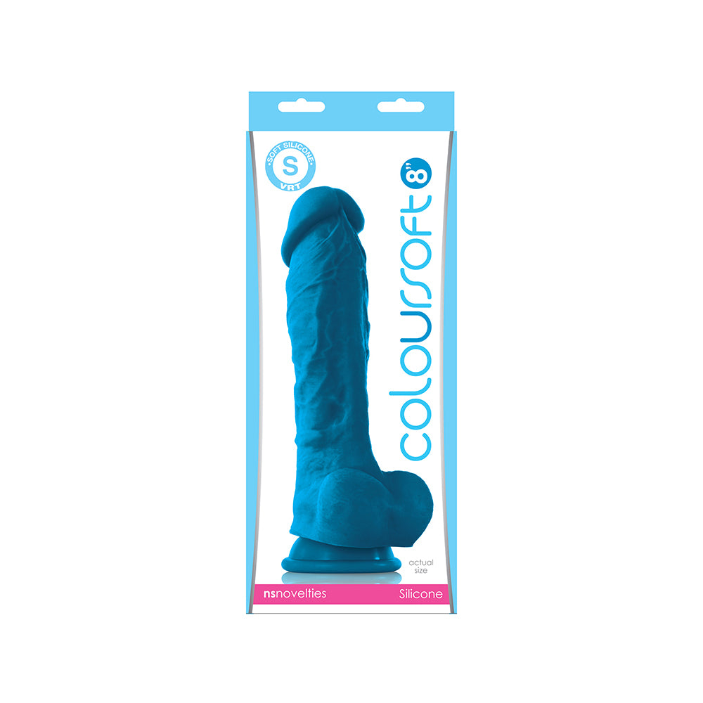 Colour-Soft 8" Soft Dildo Blue | 657447098451 | Discreet Personal Wellness