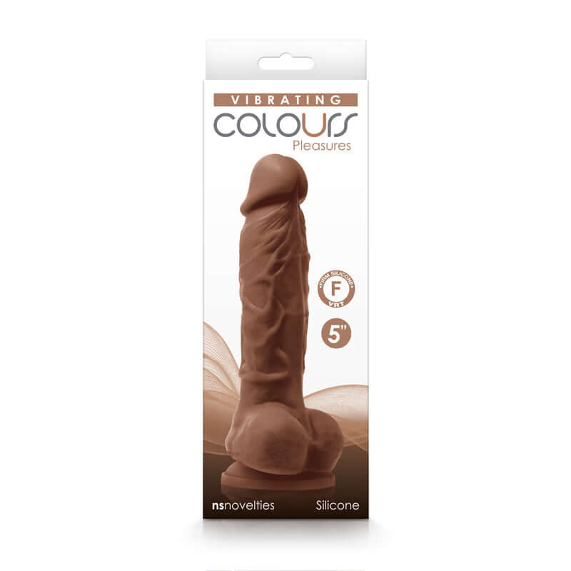 Colours Pleasures Vibrating 5" Dildo Brown | 657447104220 | Discreet Personal Wellness