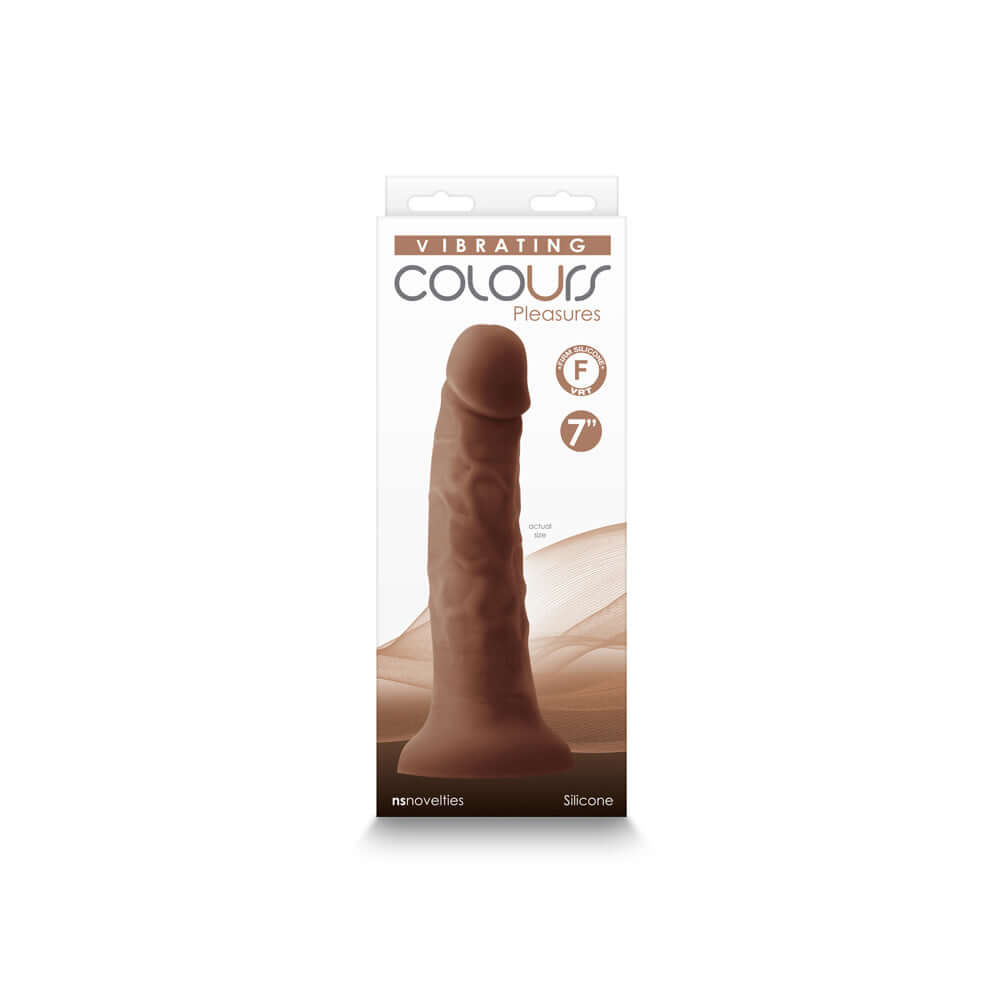 Colours Pleasures 7" Vibrating Penis Brown | 657447104893 | Discreet Personal Wellness