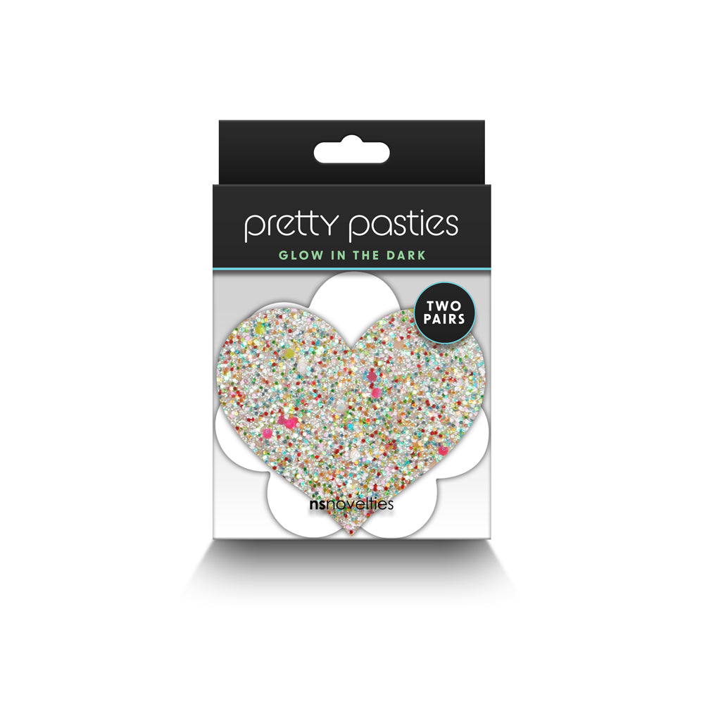 Pretty Pasties Heart & Flower Glow 2 Pair | 657447107764 | Discreet Personal Wellness