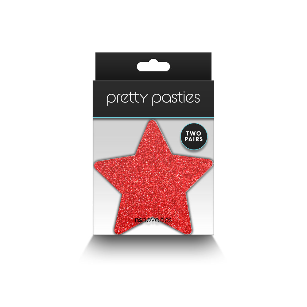 Pretty Pasties Glitter Stars Red/Silver 2 Pair | 657447107818 | Discreet Personal Wellness