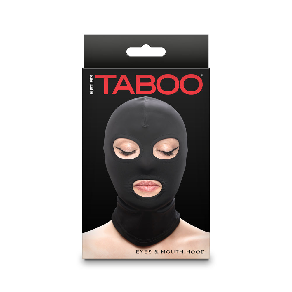 Hustler's Taboo Eyes & Mouth Hood Black | 657447108549 | Discreet Personal Wellness