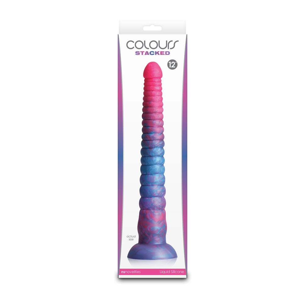 Colours Stacked 12" Dildo Pink/Blue | 657447110665 | Discreet Personal Wellness
