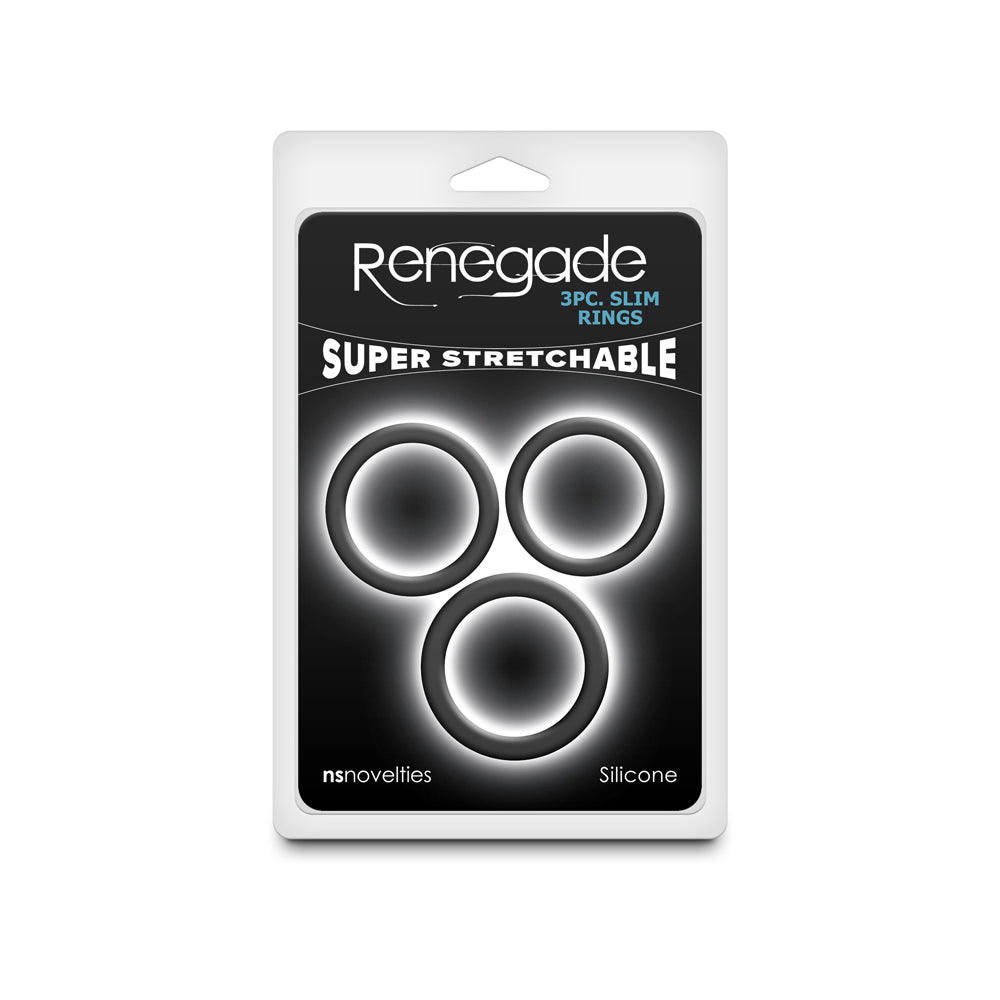 Renegade 3Pc Slim Rings Black | 657447110771 | Discreet Personal Wellness